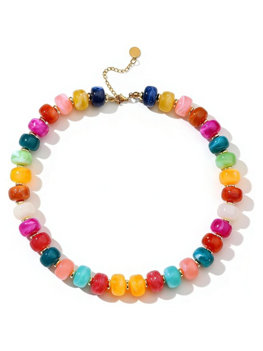 Chunky Beaded Statement Necklace Resin Bead Choker Handmade Boho